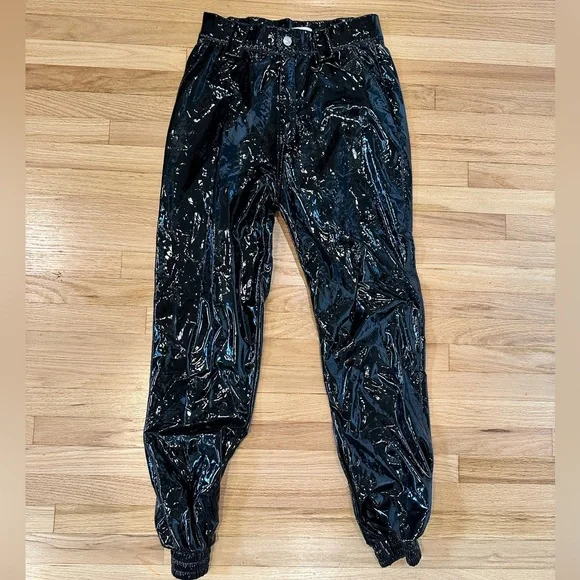 Black Patent Vinyl Trousers. - Picture 2 of 4